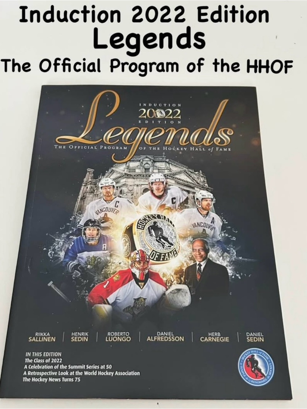 NHL Legends Induction 2022  Official Program of the Hockey Hall of fame